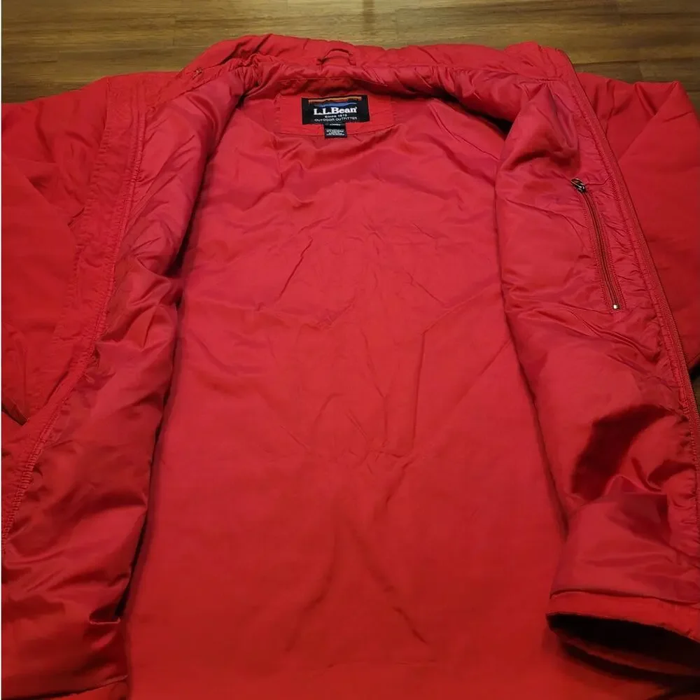 Vintage LL Bean Nylon Full Zip Shell Jacket Hoodie Hoodie Red Mens Large VTG